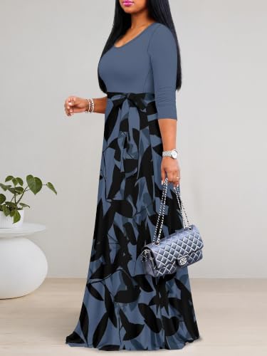Image of PinkPatty Women's Print Maxi Dress 3 /4 Sleeve Flowy Long Dress