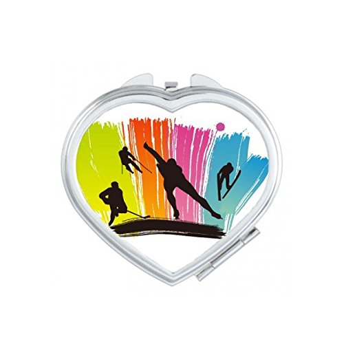 Miroir compact portable ski graffiti petit miroir de main à offrir