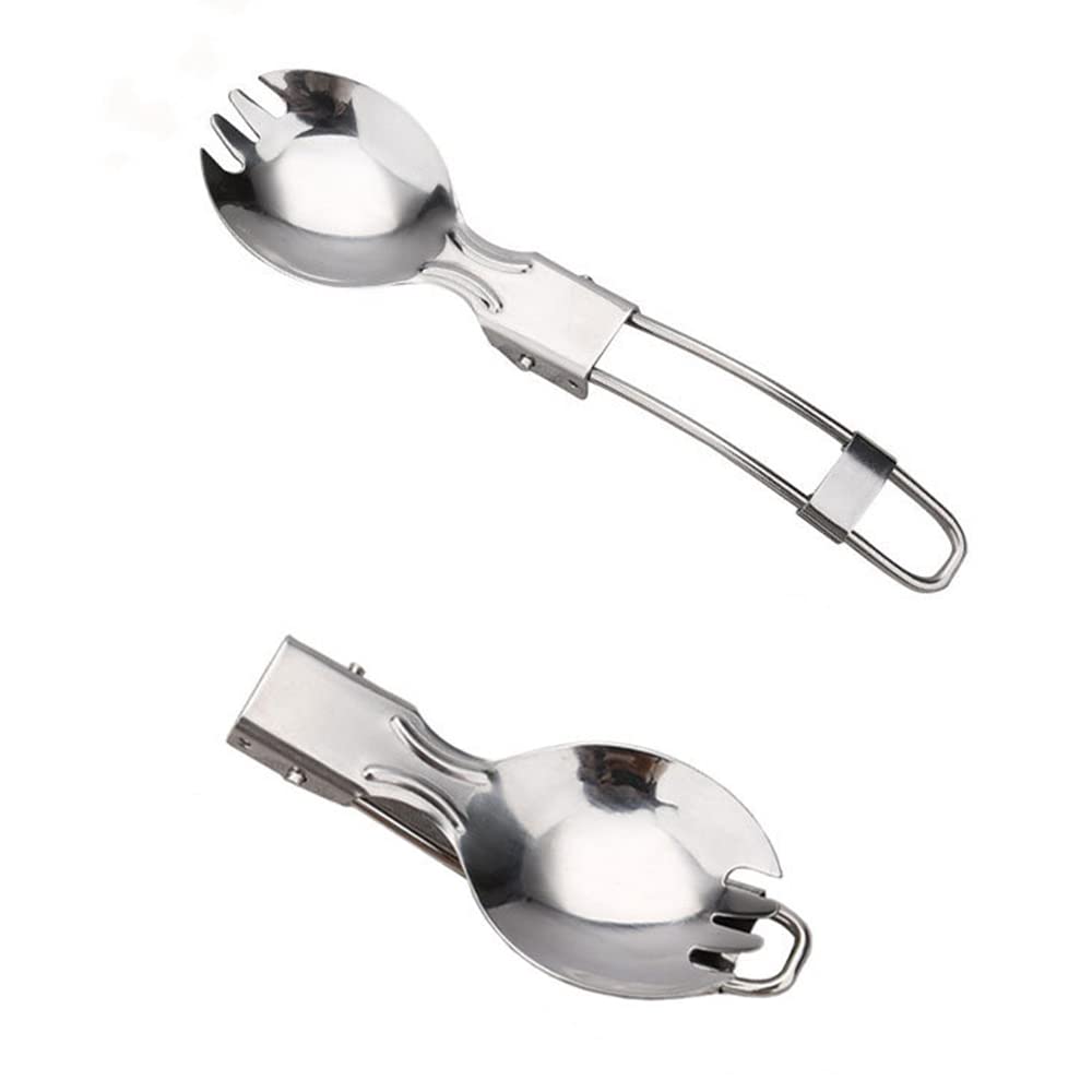 CQADSC 3Pcs Camping Cutlery Portable Folding Spoons Folding Forks Lightweight Folding Cutlery Folding Flatware for Picnic Hiking Outdoor Travel - Image 3