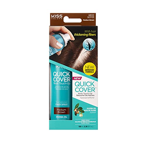 Kiss New Quick Cover Root Touch-Up Fiber Spray (Medium Brown)3.38 Fl Oz #TOP24