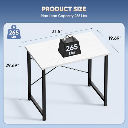 Image of DUMOS 32 Inch Small Computer Desk for Home Office, Modern Study Work Table Simple Style for Bedroom, Writing Desks with X-Shaped ReInchforcement, Black