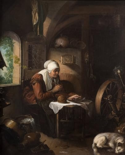 Pintura Mural en Lienzo de Gerrit Dou 60x90cm obra La gracia antes que la carne para el hogar