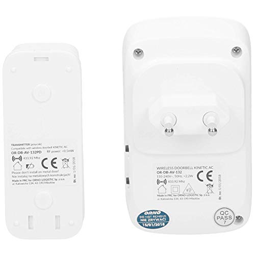 Orno DB-AV-132 Draadloze sonette, voor buiten, waterdicht, voor aansluiting zonder batterijen nodig, draadloos, 32… - Image 5