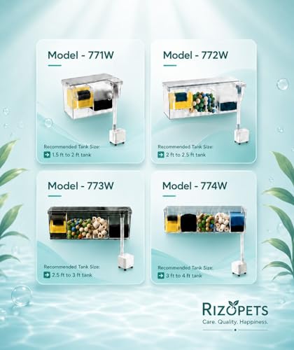 Image of rizopets Multi Section bio top Filter watt 6-3-Chamber Aquarium Filter System with Mechanical, Chemical and Biological Filtration, Hanging Filter for Fish Tank watt 6 (BL-772)