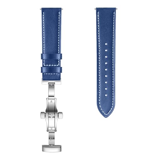 Image of ACM Watch Strap 20mm compatible with Compaq Q Watch Smartwatch | Luxury Leather Clasp Lock Belt Band