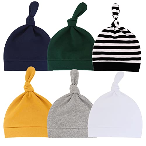 DYLISEA Bonnet Bebe Fille en Coton Bonnet Enfant Garcon Respirant Bonnet Enfant Elastique et Moufles de Protection Multi Couleur pour 0-12 Mois BéBé Unisexe (6 pièces-A) Cover