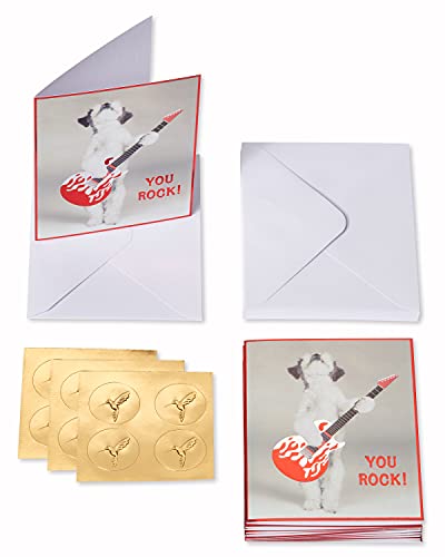 Image of Papyrus Blank Cards with Envelopes, Dog with Guitar (12-Count)