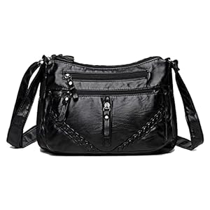 Vohoney Crossbody Shoulder Bag for Women Multi Pocket Messenger Bag Soft PU Leather Cross-Body Handbags for Ladies (Women Shoulder Bag for Black)