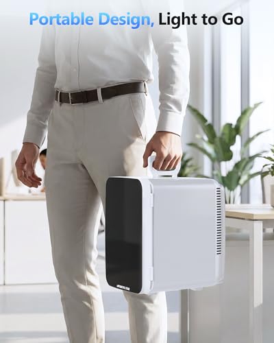 Image of Antarctic Star Mini Personal Fridge Cooler, 10L Portable Compact Refrigerator, 2.6 Gal Small Cooler with AC /DC Adapters for Beverages, Food, Skincare, Bedroom, Office, Dorm Room, or Cabin, White