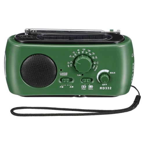 CAXUSD Radio De Emergencia Solar Portátil con Linterna Y Cargador USB Manivela De Mano FM Am para Camping Y Supervivencia