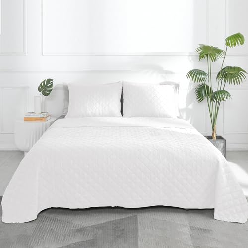 Parure de lit réversible 3 pièces avec couette et taies blanc