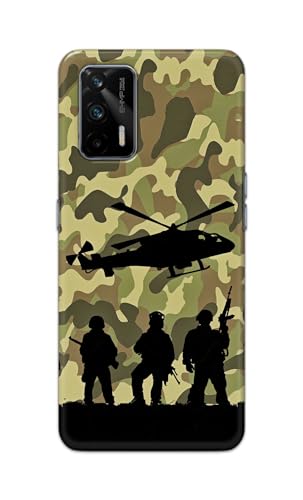 Image of Printed Hard Back Cover Case for Realme GT 5G Back Cover (Army) -1111