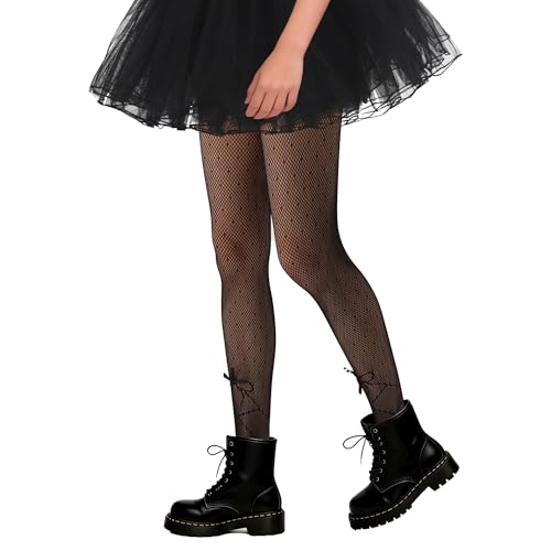 Image of Girls Lace Fishnet Tights Toddler Sheer Patterned Stockings Hollow Dance Pantyhose for Kids Halloween Tights
