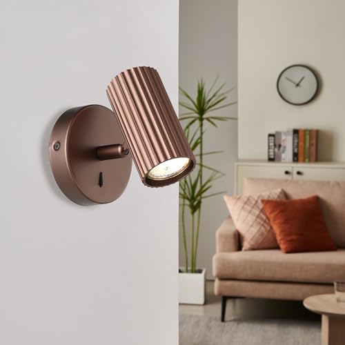 Aplique de pared GU10 Eglo Portillo en metal bronce con foco orientable 5