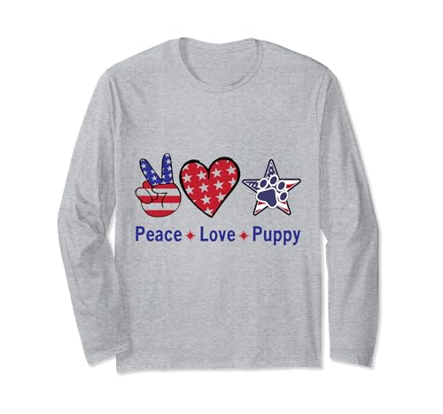 Cita divertida de Peace Love Dogs, Puppy Paw, amante de los perros, EE. UU. Manga Larga