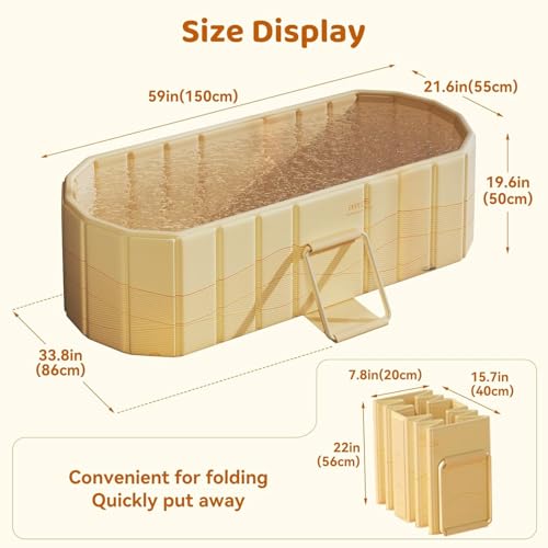 Image of Portable Ice Bath Tub for Adults Foldable Bathtub Spa, Thick Insulated Soaking BathTub with Drain, Home Bathroom Large Ice Bath Tub & Hot Spa Bath Relaxation (Sandal)