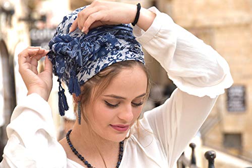 Amazing Soft Blue White Headscarf Tichel, Hair Snood, Head Scarf, Head Covering, Jewish headcovering, Scarf, Bandana,Headscarf, Chemo, Jewish headcovering3