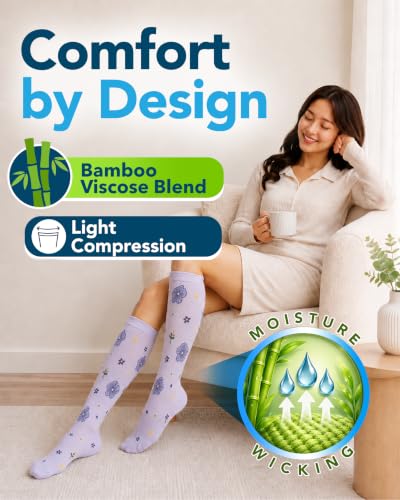 Image of Doctor's Select Bamboo Viscose Light Compression Socks for Women & Men - 3 Pairs, 8-15 mmHg Compression Socks, Knee High