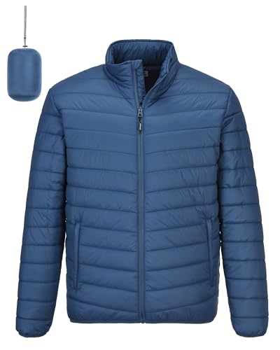 Outdoor Ventures Veste matelassée légère et chaude pour homme, doudoune automne/hiver, design de rangement de poche, imperméable, convient pour la...
