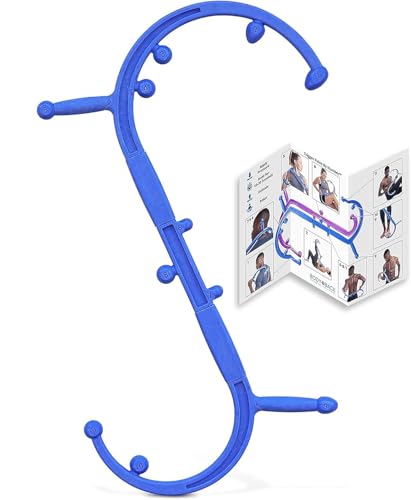 Body Back Buddy Massaggiatore per Schiena con Poster Didattico, Stick di Massaggio Portatile (Blu)