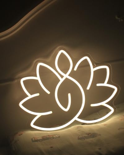 Image of Lotus Meditation Neon Sign - 12 * 15.3 inch Warm Glow Yoga Room Decor | Zen Wall Art for Home & Spiritual Space，Light Up Wall Art for Home or Yoga Studio