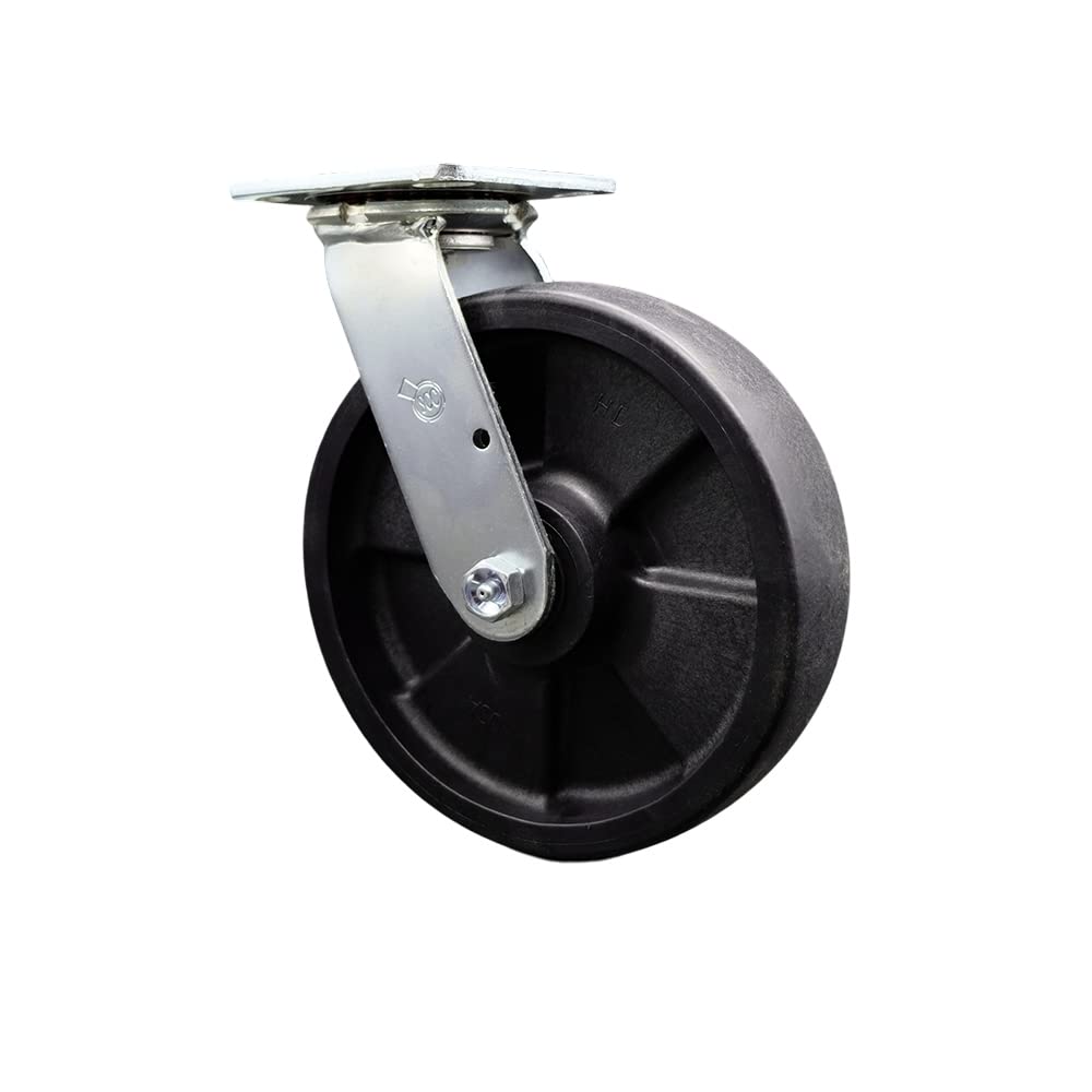 Glass Filled Nylon Swivel Top Plate Heavy Duty Caster with 8 Inch Wheel – 1,250 lbs. Capacity/Caster - Service Caster Brand