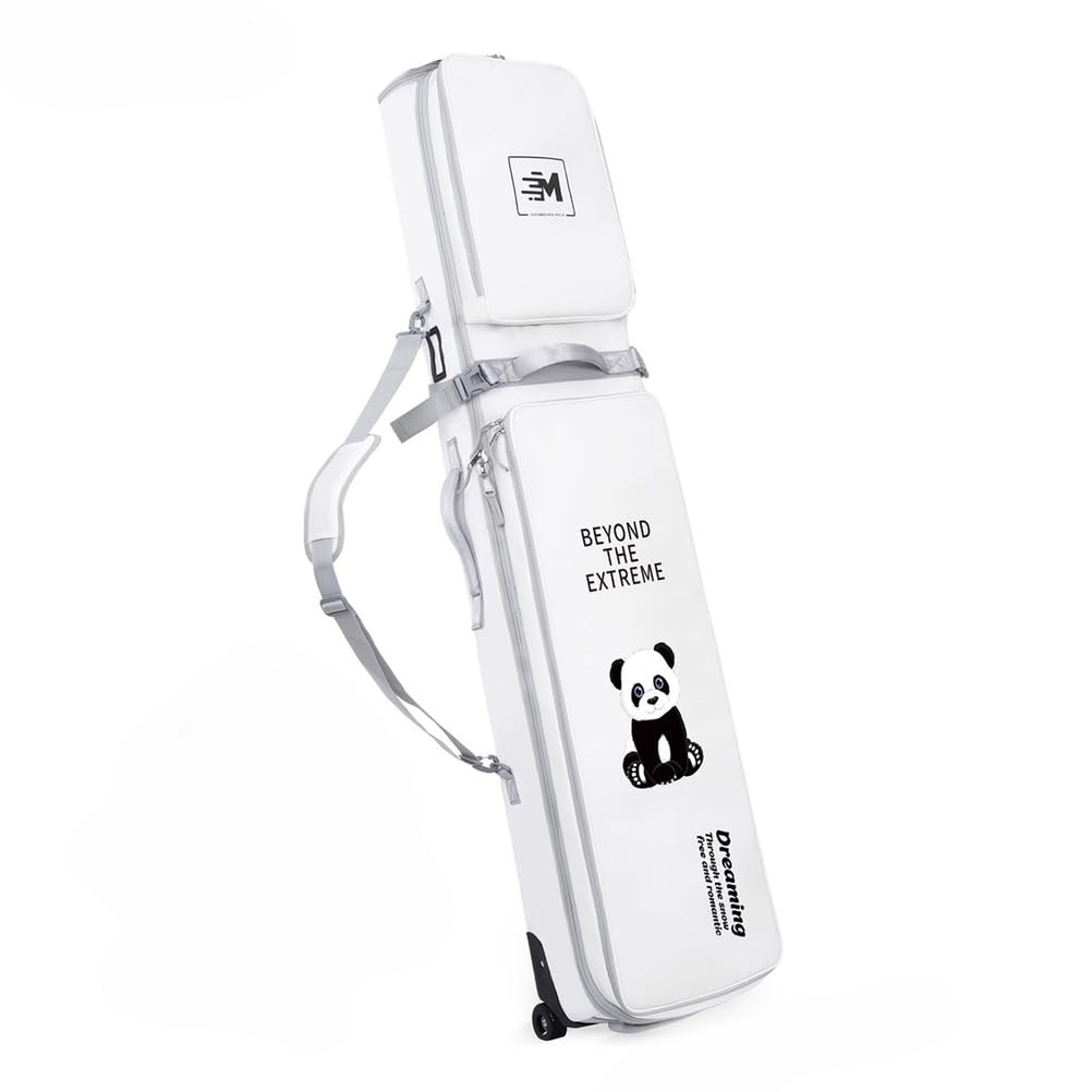 Housse de Skis imperméable à roulettes, Double Housse de Snowboard à roulettes pour Les Voyages en Avion, Extensible de 165 à 177 cm, Convient à Un ou Deux Skis.