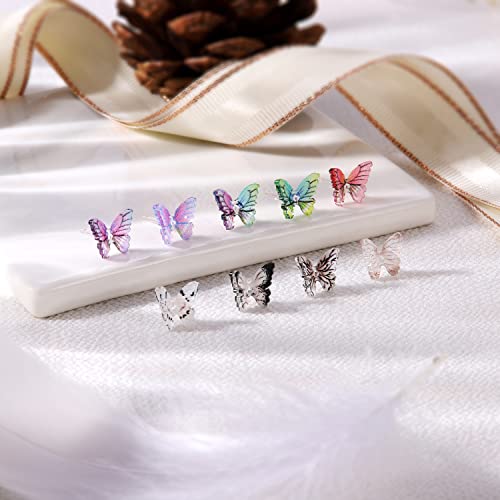 Aoedej 4 Pairs Butterfly Earrings Set Small Butterfly Studs Earrings Cute Butterfly Plastic Post Earrings For Teen Girls Women (Style 1) #TOP3