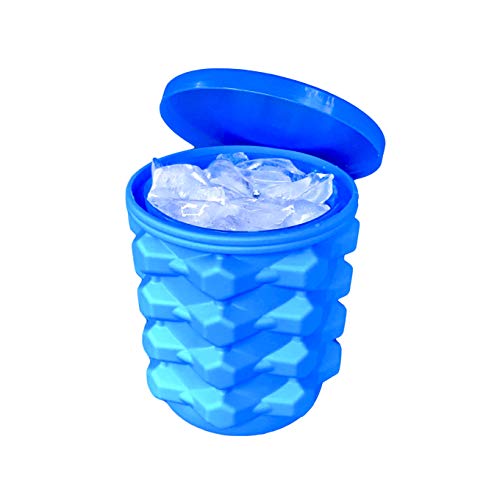Silicone Ice Making Bucket with Lid, Small Bucket Ice Mold for Freezer Space Saver Ice Chest Storage Mini Ice Cube Tray Cylinder - Nugget Ice Tray and Ice Bucket Bin Personal Drink Chiller Can Cooler