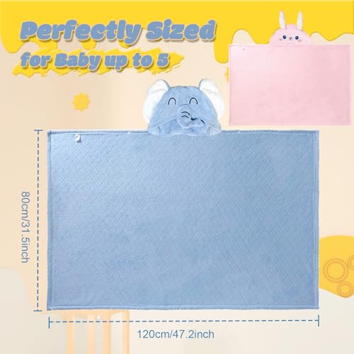 Image of Hooded Baby Towels 2 Pack Coral Fleece, Luxuriously Thick Hooded Towels Soft Shower Bath Towel for Newborn, Infant, Toddler (Blue & Pink)