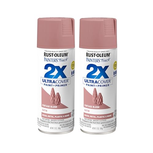 Rust-Oleum 299887-2PK Painters Touch 2X Ultra Cover Spray Paint 12 oz Satin Vintage Blush 2 Pack