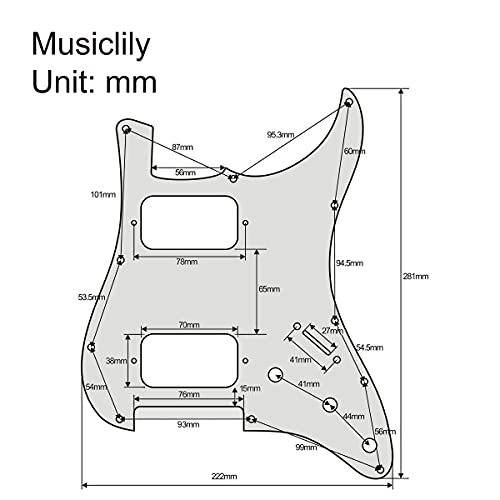 Musiclily Pro 11 Trous Round Corner HH Pickguard Strat 2 Humbuckers Plaque de Protection pour Guitare électrique… - Les Beatles, Paul McCartney, John Lennon, RIngo Starr, George Harrison Musiclily Pro 11 Trous Round Corner HH Pickguard Strat 2 Humbuckers Plaque de Protection pour Guitare électrique… – Image 3