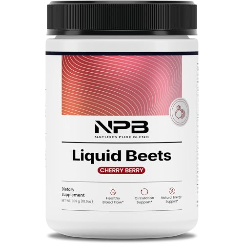 Natures Pure Blend Organic Beet Root Powder Nitric Oxide Booster L-Arginine Liquid Beets for Blood Flow Circulation & Energy Pre-Workout Endurance Support 8 000 MG