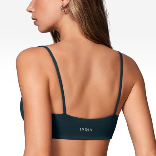 Image of INGIA Womens Square Neck Sports Bra Workout Bra | Spaghetti Strap, Padded, Cami,Yoga, Wireless, Square Back, Crop Top, for Women