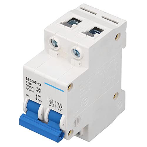 PV Air Circuit Breaker, DC Circuit Breaker 2P Overload 600V Strong with Fireproof Shell for Solar Panel(C20 20A)