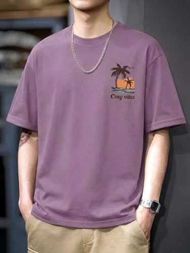 Image of SMOWKLY Authentics Men's Brooklyn Beach Digital Printed T Shirt | Round Neck Half Sleeve Casual T Shirt for Men | Casual Baggy Fit Stylish Comfortable Streetwear Fashion Tshirt for Men