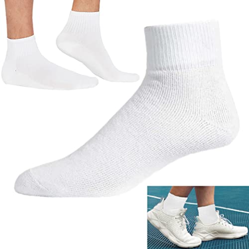4 Pairs Mens White Performance Sports Socks Ankle Quarter Comfort Cushion 9-113