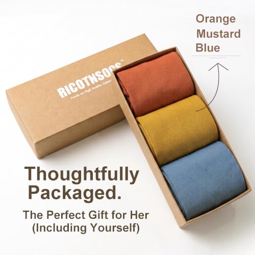 Image of Women's Cotton Quarter Crew Socks | Anti-Pilling,Seamless Toe,Mid-Calf,Ribbed Cuff,Reinforced Heel,Gift Box,Casual Daily Gym Office,Match All Shoes