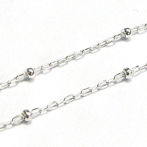 12 inches .925 Sterling Silver Bead 1.5mm Ball Link Footage Chain/Findings/Bright