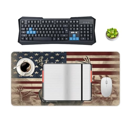 Tapete de escritorio grande Americana Flag Deer antideslizante miniatura 4