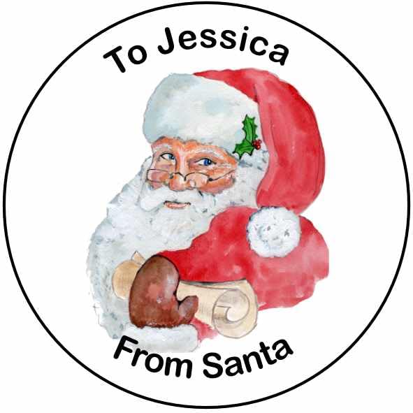 Christmas stickers personalised, santa labels, from Santa customised