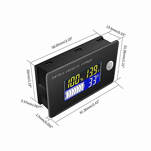 Multifunctionele LCD-batterijcapaciteitsmeter Voltmeter met temperatuurweergave Spanningsmonitor(12V-Upgrade) - Afbeelding 6