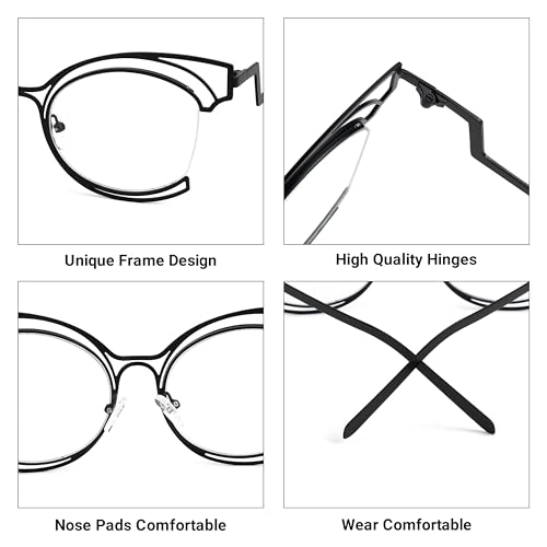 Image of VOOGLAM Oversize Cat Eye Eyeglasses for Women with Non-prescription Clear Lens Maggie GM0340