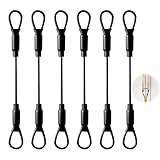 Nouiseuns 5.9'' Rubber Coated Stainless Steel Cable – 6 Pack Heavy Duty Security Lanyard with Loop Ends, 3mm Safety Wire Rope for Locking & Securing