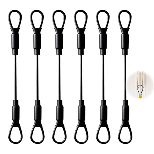 Nouiseuns 5.9'' Rubber Coated Stainless Steel Cable – 6 Pack Heavy Duty Security Lanyard with Loop Ends, 3mm Safety Wire Rope for Locking & Securing
