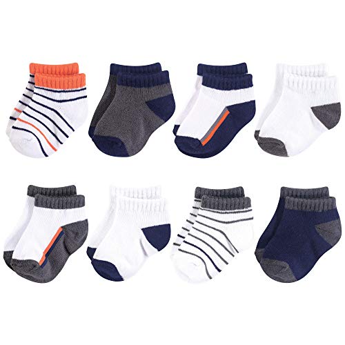 Yoga Sprout Unisex Baby No Show Socks, Orange And Charcoal 8Pk, 12-24 Months