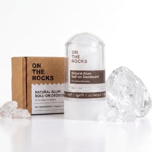 Image of Alum Stone, Underarm Roll On for Body Odour & Dark Underarms, Natural Deodorant that Fights Bacteria, Gentle for Sensitive Skin, Fragrance & Alcohol Free for Men & Women 60g