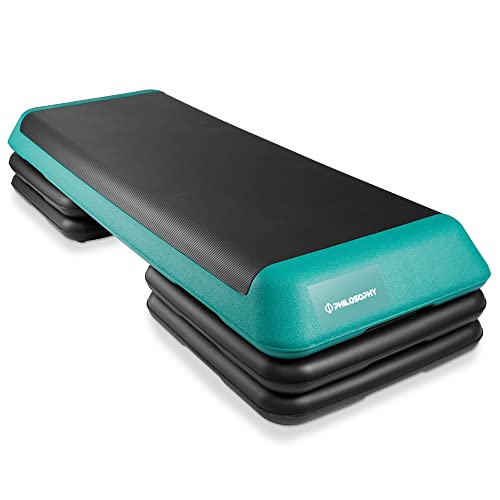 Philosophy Gym Aerobic Exercise Adjustable Step Platform Health Club Size with 4 Risers - Green