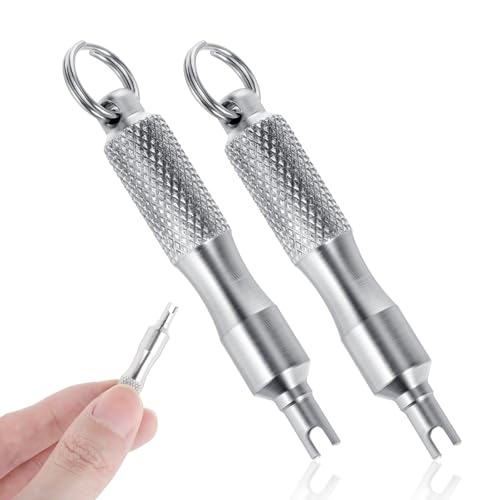 Image of Ymapinc Tire Valve Stem Removal Tool, 2Pcs Tiny Portable Repairman Tire Valve Installation Tool for Bikes Cars Motorcycles Trucks - Stainless Steel