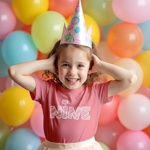 9th Birthday Shirt Girls 9 Years Old Nine Outfit Ninth Tshirt Gift Girl top 9 Heart tee4